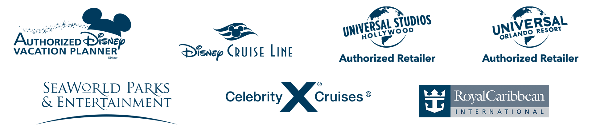 Theme park and cruise certifications that One Magical Travel has acquired.